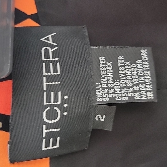 Etcetera, Size 2 Geometric / Art Deco Design 3/4 Sleeve Dress, Front Zipper, EUC - Picture 6 of 10